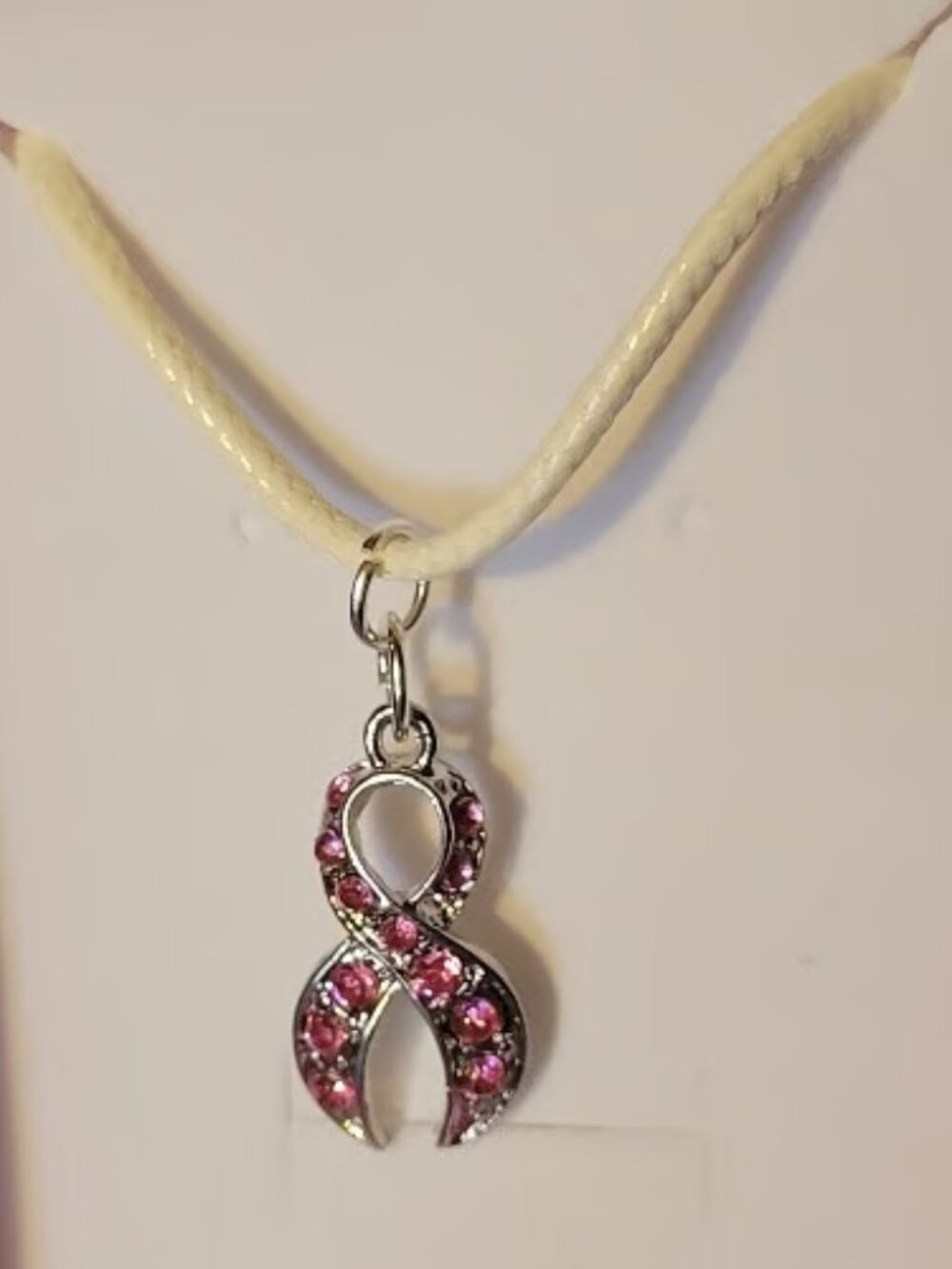 Pink Rhinestone Breast Cancer Necklaces - Picture 3 of 3